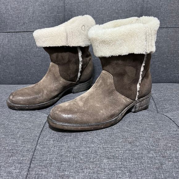 Sesto Meucci Boot Women US 7 1/2 EU 39 1/2 Brown Leather‎ Fur Western Cowgirl - Picture 1 of 14